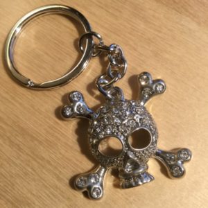 Skull and Cross Bones with White Crystals Glitz Key Charm CH225 – Retail Price Shown Below